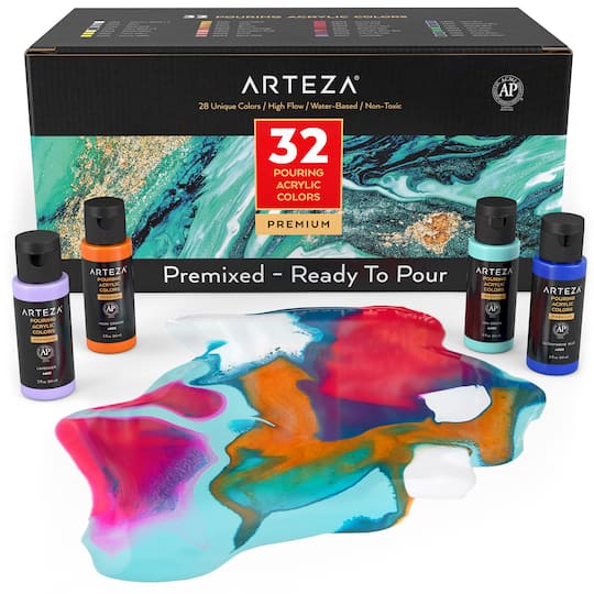 Arteza® 32 Color Pouring Acrylic Paint Set